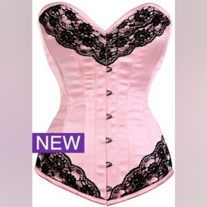 Violet Vixen Vintage Style Pink and Black Lace Corset New In Box